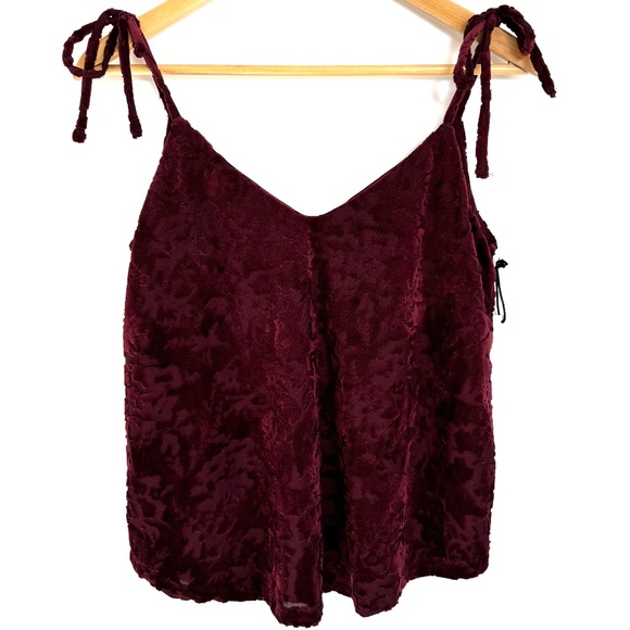 NWT DEX Velvet Burgundy Camisole Tank Top Adjustable Tie-Straps Size M - Picture 2 of 10